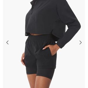 WeWoreWhat Windbreaker Nylon Biker Short - size: M / color: Black.